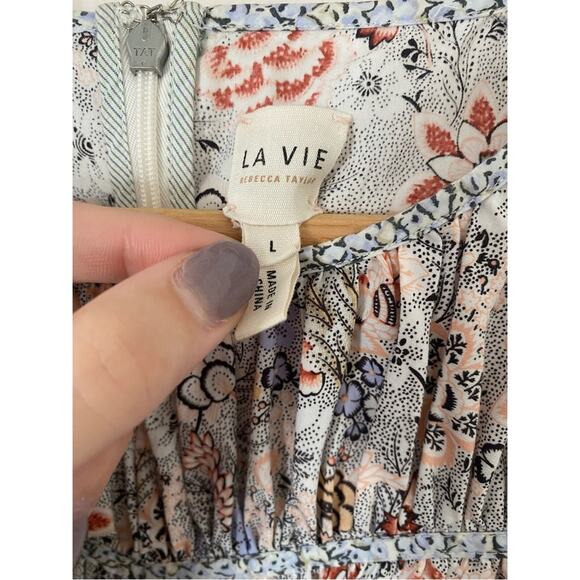 Rebecca Taylor Floral Lotus Print Cottagecore Mini Dress Size Large Gently Used - Picture 10 of 13